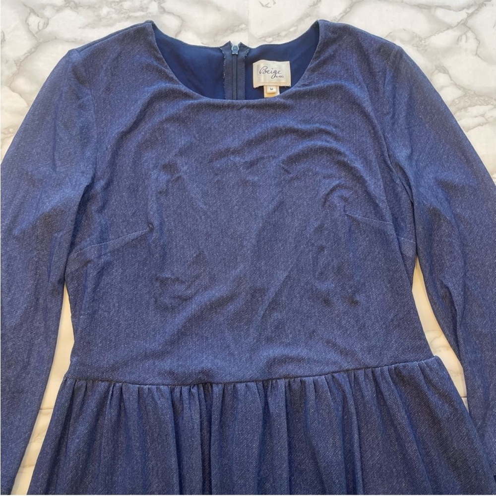 Beige by Eci Long Sleeve Dress in Blue